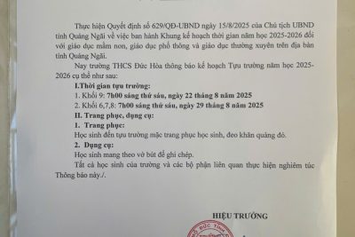 Thông báo ngày tựu trường cho năm học 2025-2026